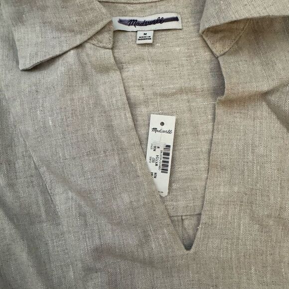 $128 Madewell V-Neck Mini Dress in 100% Linen size M m5 - Picture 5 of 6